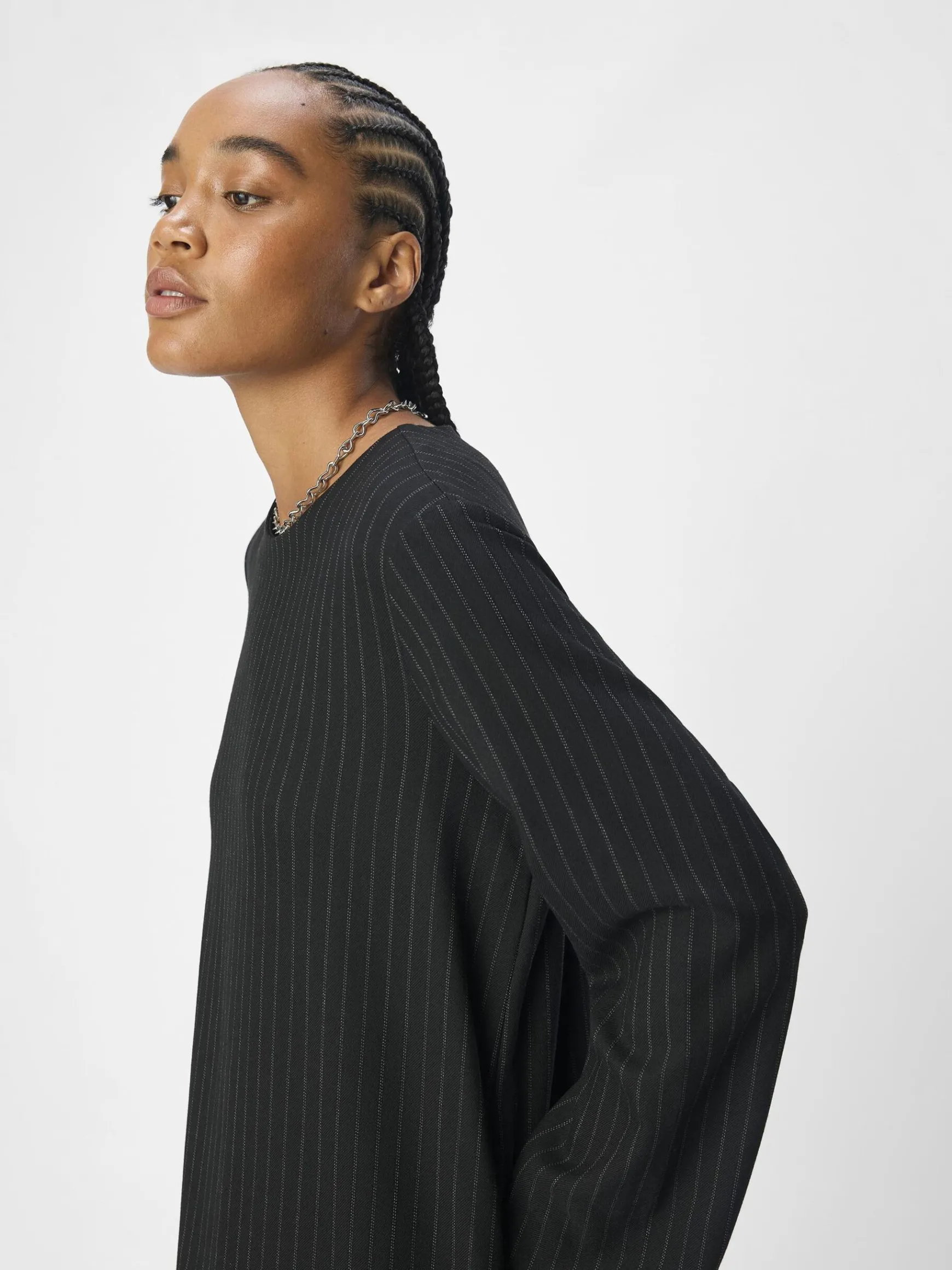 OBJECT Klänningar*KRITSTRECKSRANDIGA MIDIKLÄNNING Black