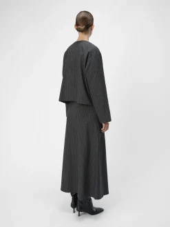 OBJECT Skjortor*KRITSTRECKSRANDIGA TOPP Dark Grey Melange