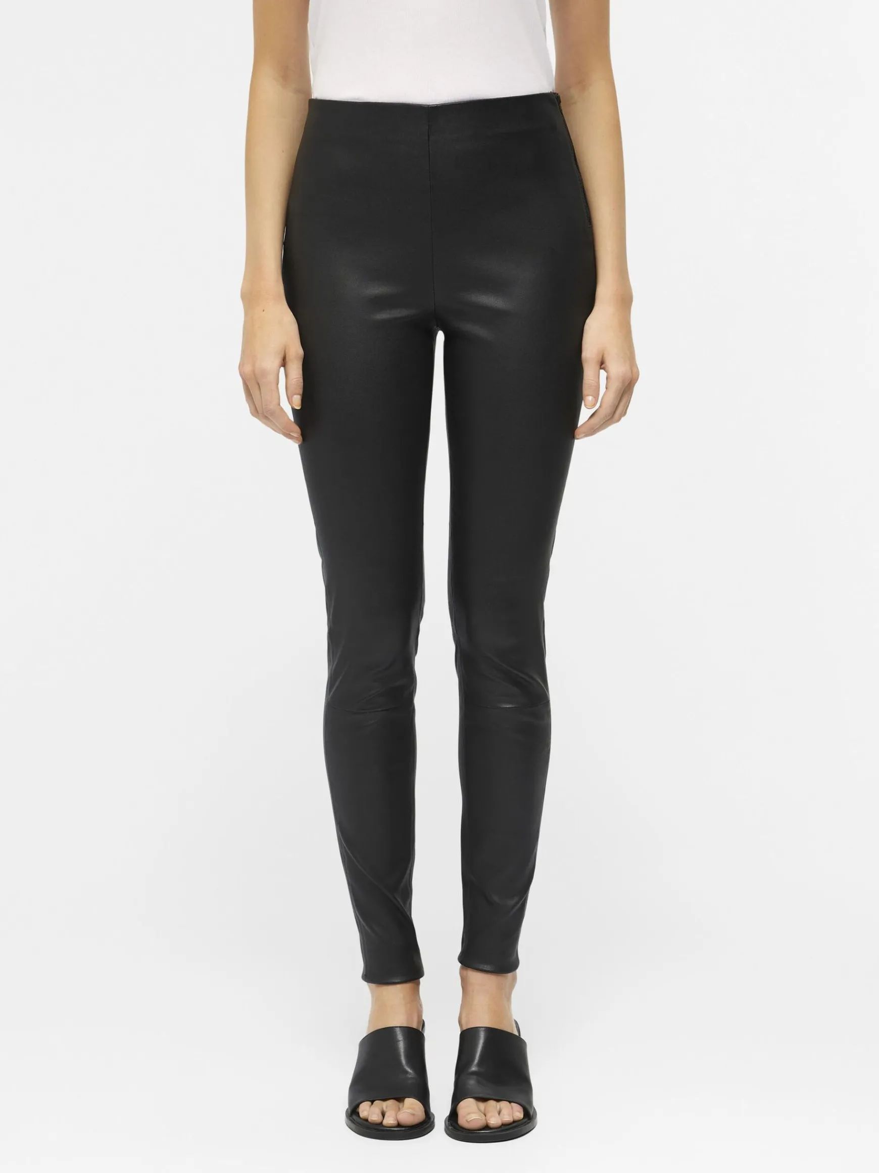 OBJECT Byxor*LÄDERSYDD LEGGINGS Black