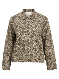 OBJECT Ytterkläder*LEOPARDMÖNSTRADE JEANSJACKA Incense