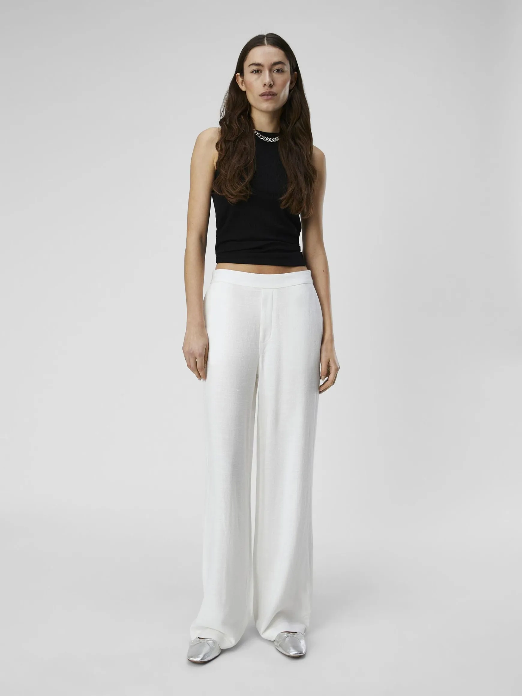 OBJECT Byxor*LINNEBLANDNING BYXOR MED VIDA BEN Cloud Dancer
