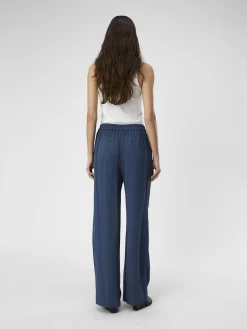 OBJECT Byxor*LINNEBLANDNING BYXOR MED VIDA BEN Dark Denim