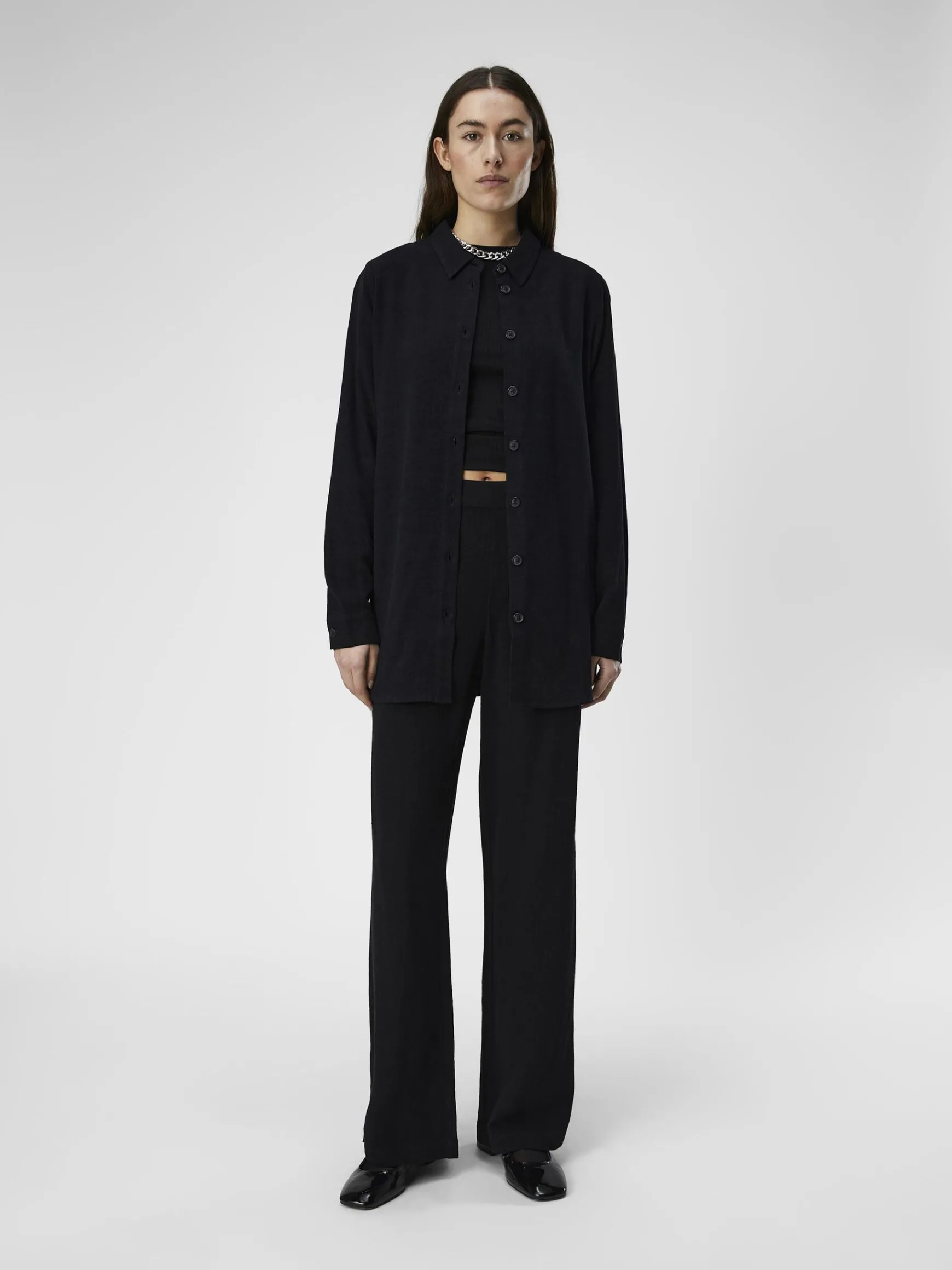 OBJECT Skjortor|Toppar*LINNEBLANDNING SKJORTA Black