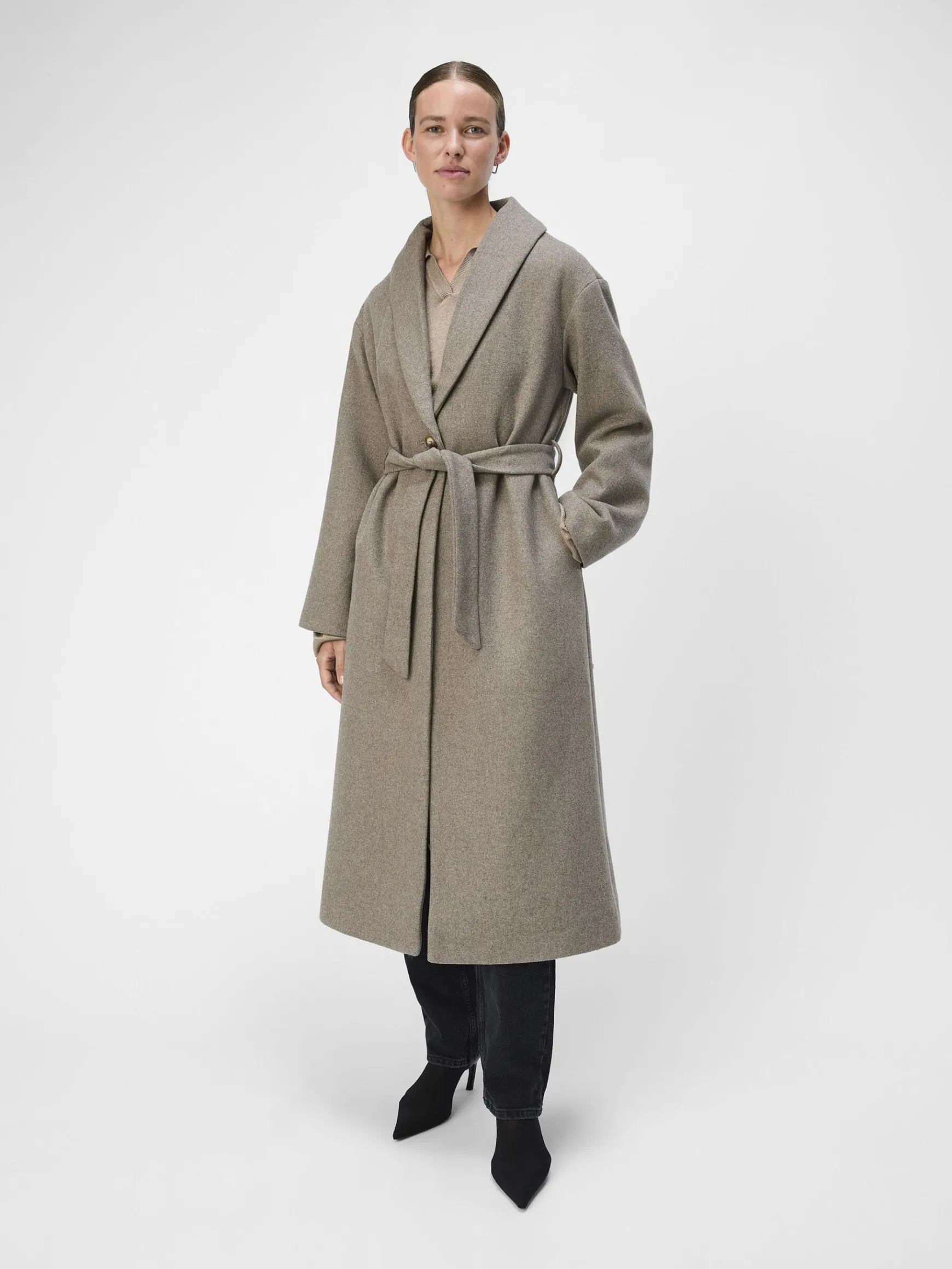 OBJECT Ytterkläder*LÅNG KAPPA Desert Taupe