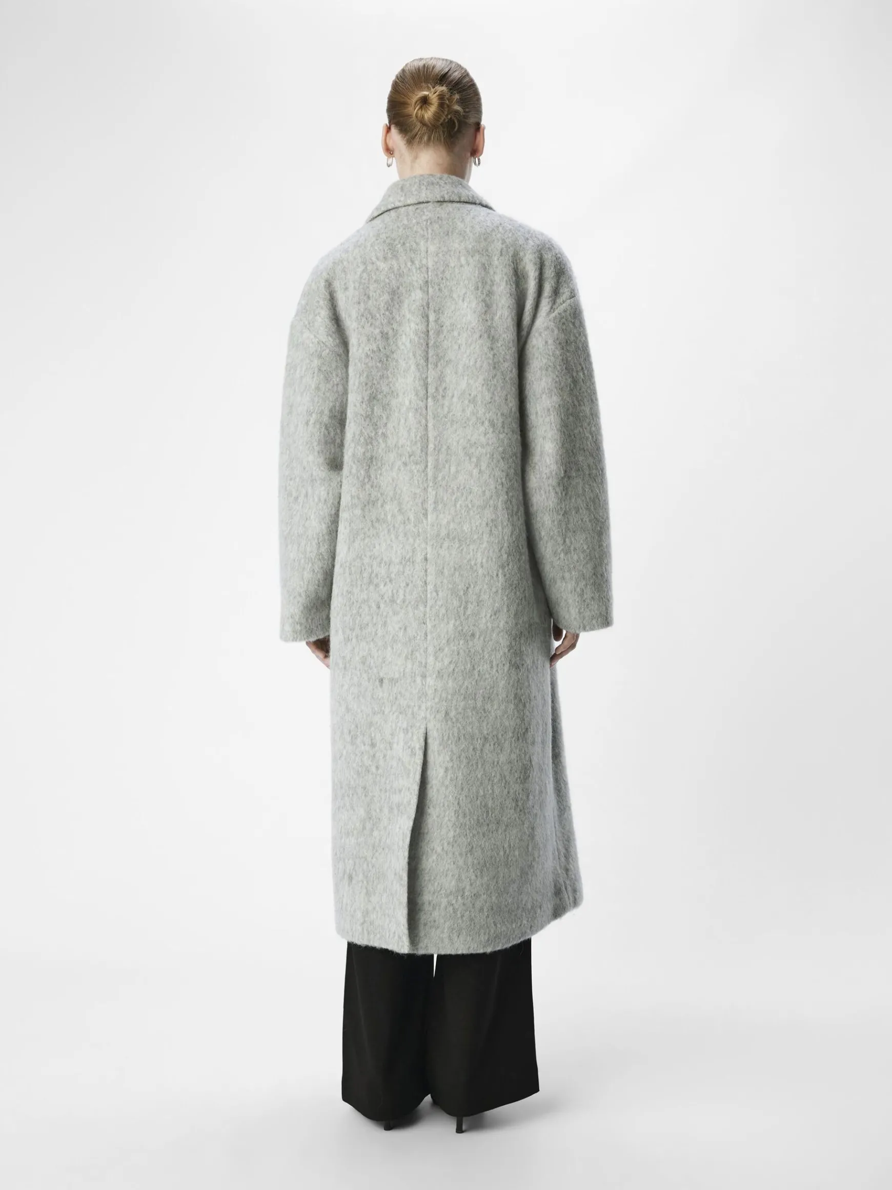 OBJECT Ytterkläder*LÅNG KAPPA Light Grey Melange