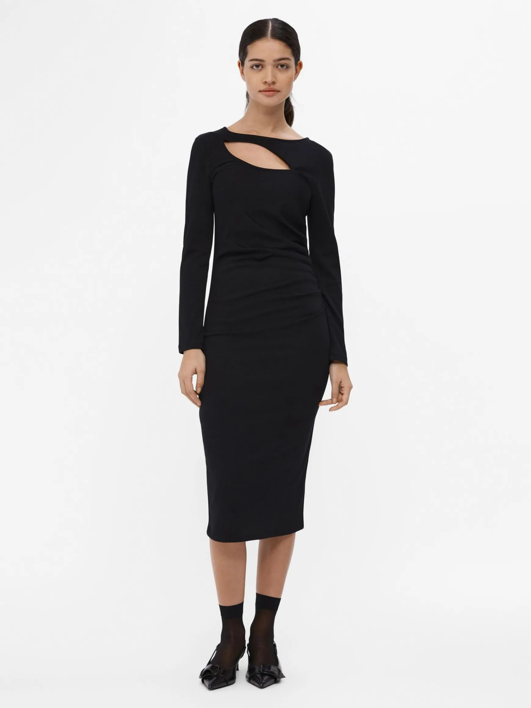 OBJECT Klänningar*LÅNGÄRMAD MIDIKLÄNNING Black