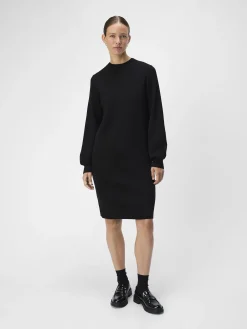 OBJECT Basic|Klänningar*LÅNGÄRMAD STICKAD KLÄNNING Black