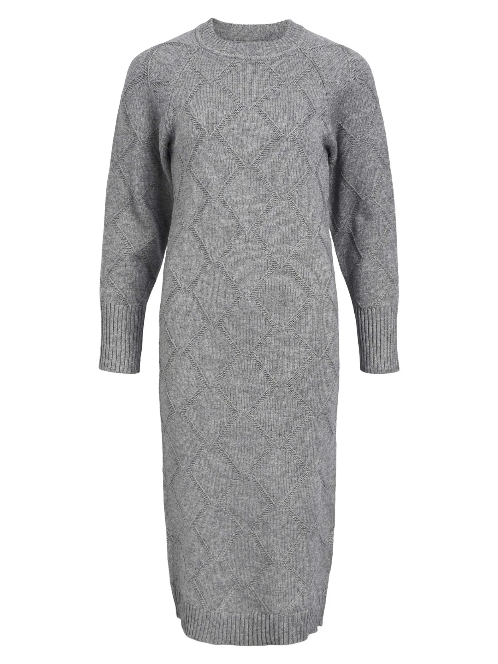 OBJECT Klänningar*LÅNGÄRMAD STICKAD KLÄNNING Medium Grey Melange