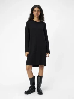 OBJECT Basic|Klänningar*LÅNGÄRMAD STICKAD KLÄNNING Black