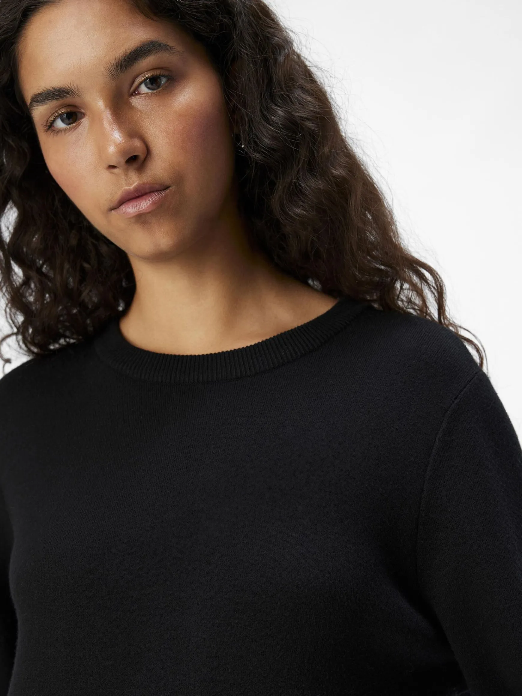 OBJECT Basic|Klänningar*LÅNGÄRMAD STICKAD KLÄNNING Black