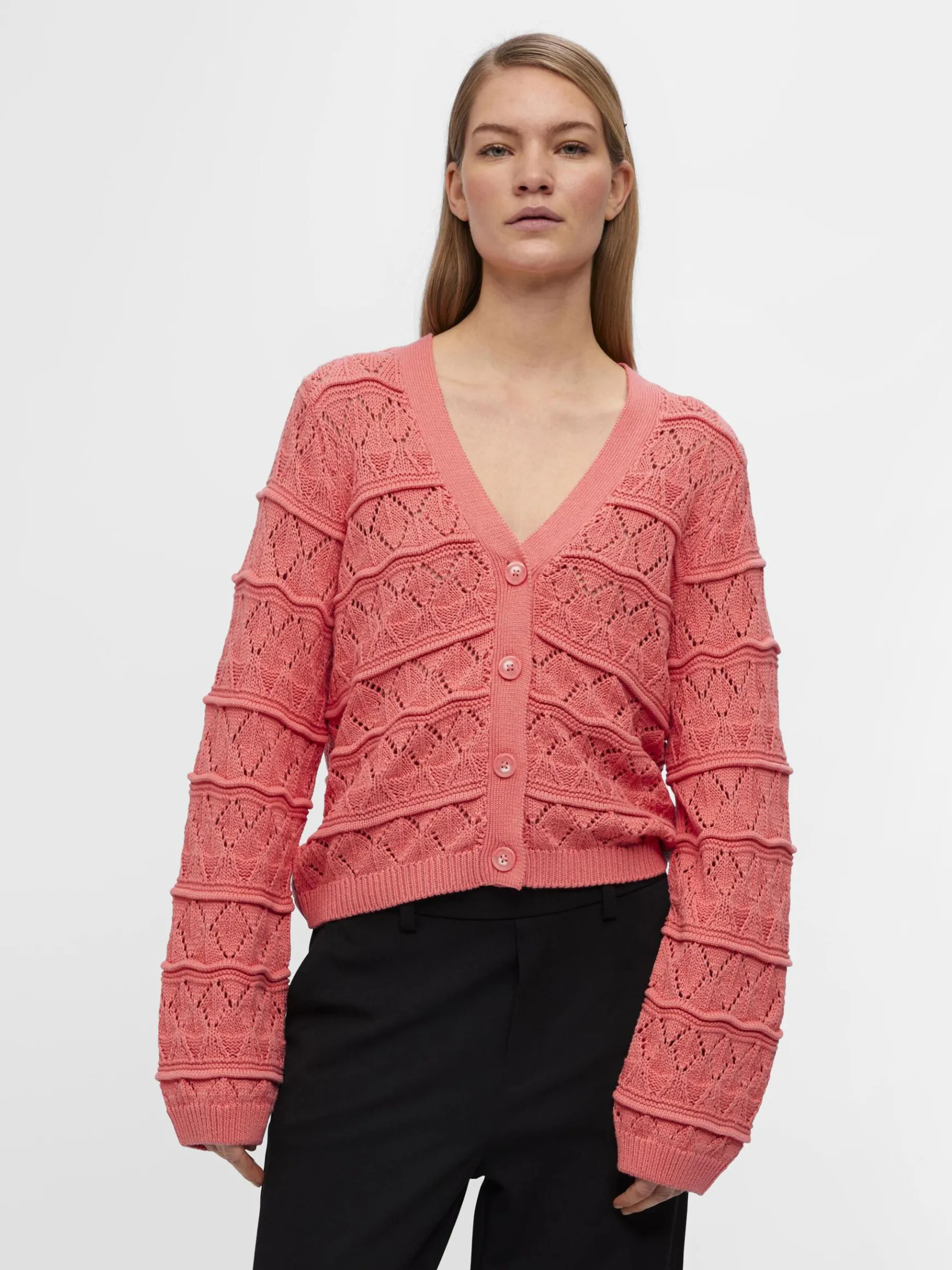 OBJECT Cardigans*LÅNGÄRMAD STICKAD KOFTA Georgia Peach