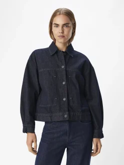 OBJECT Ytterkläder*LÖS PASSFORM JEANSJACKA Dark Blue Denim