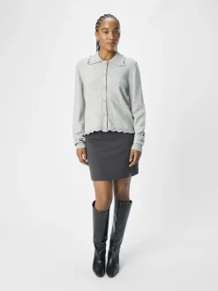 OBJECT Stickat*MELERAD KOFTA Light Grey Melange