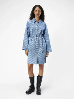 OBJECT Klänningar*MÖNSTRAD JEANSKLÄNNING Medium Blue Denim