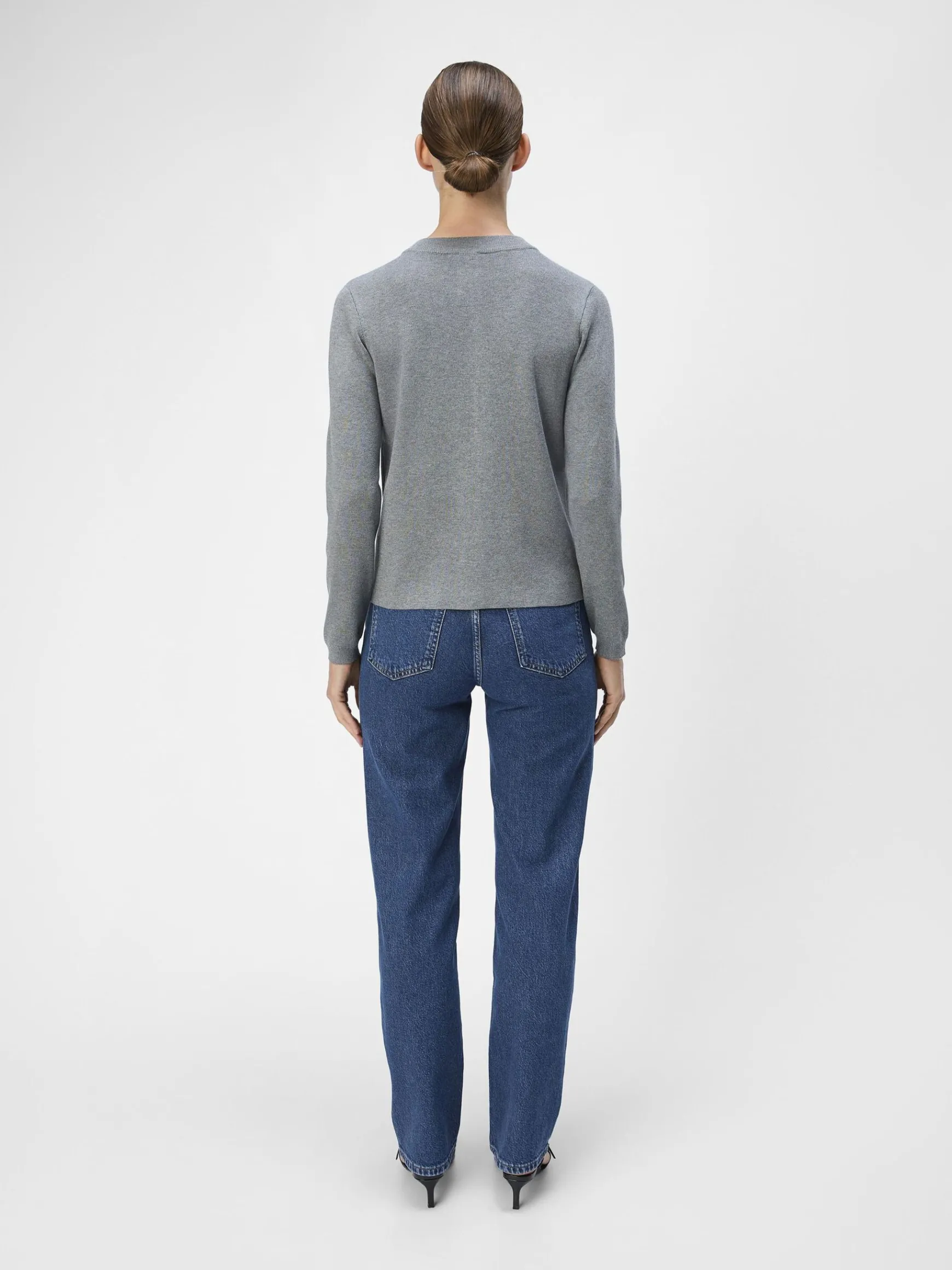 OBJECT Basic|Cardigans*OBJESTER STICKAD KOFTA Medium Grey Melange