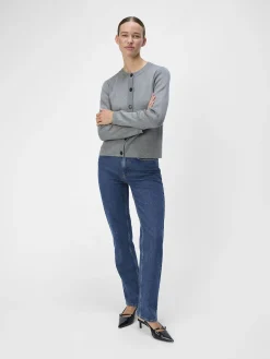 OBJECT Basic|Cardigans*OBJESTER STICKAD KOFTA Medium Grey Melange
