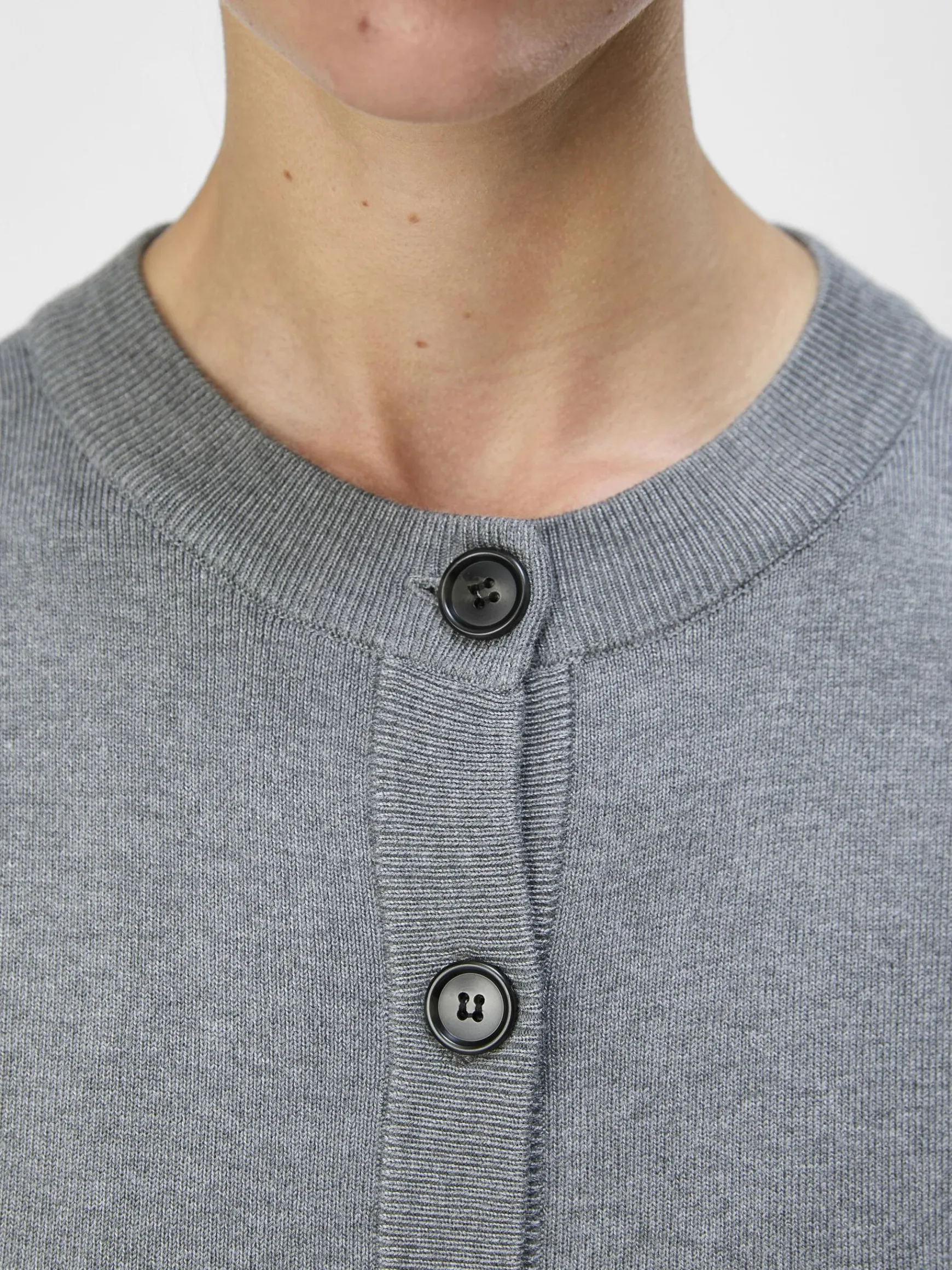 OBJECT Basic|Cardigans*OBJESTER STICKAD KOFTA Medium Grey Melange