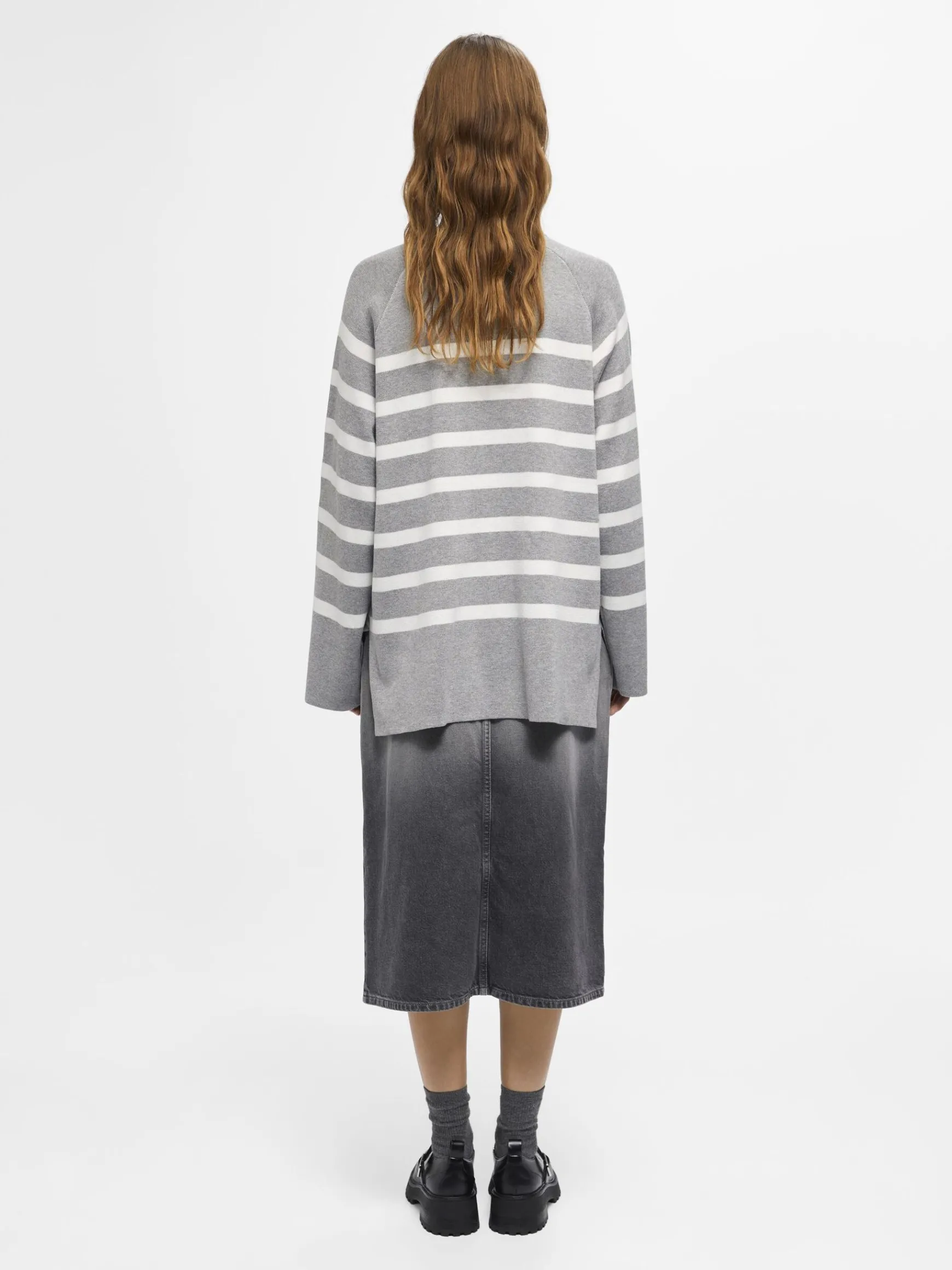 OBJECT Stickat*OBJESTER TRÖJA Light Grey Melange