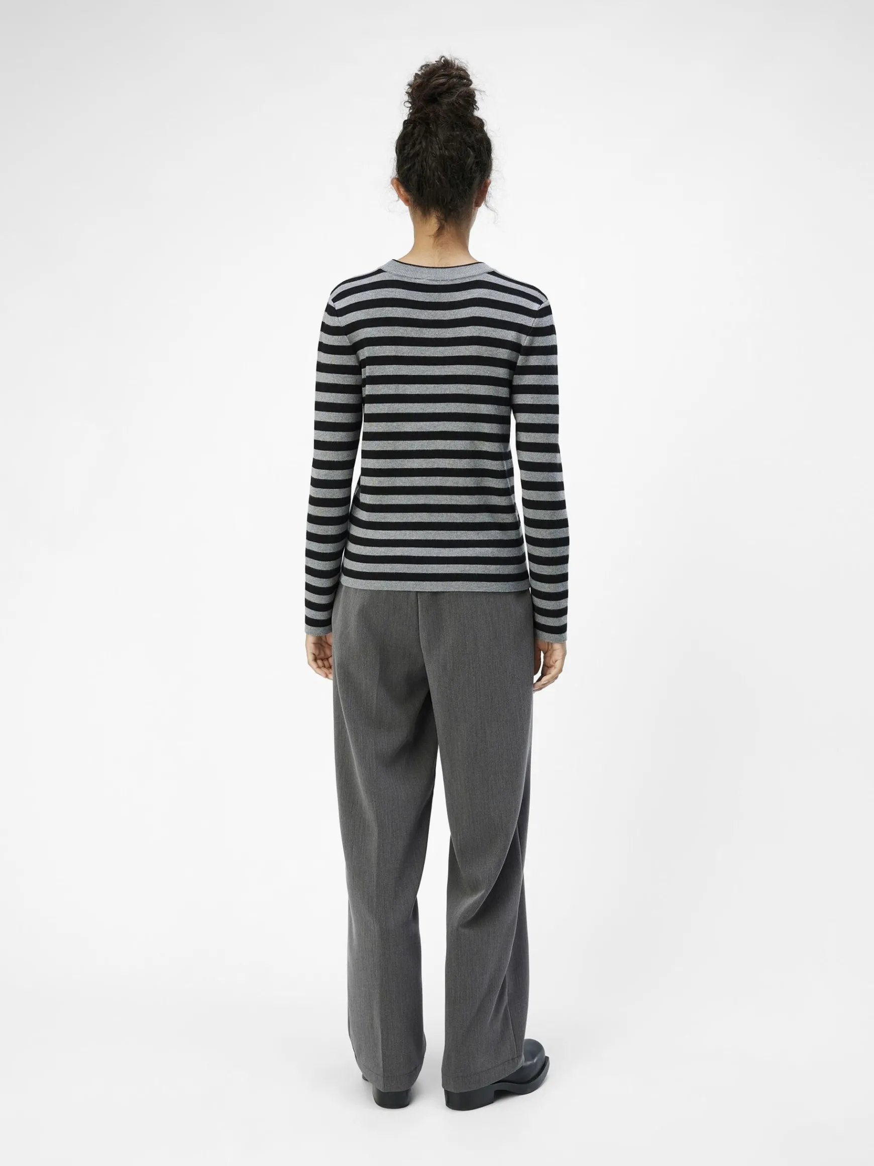 OBJECT Stickat*OBJESTER TRÖJA Medium Grey Melange