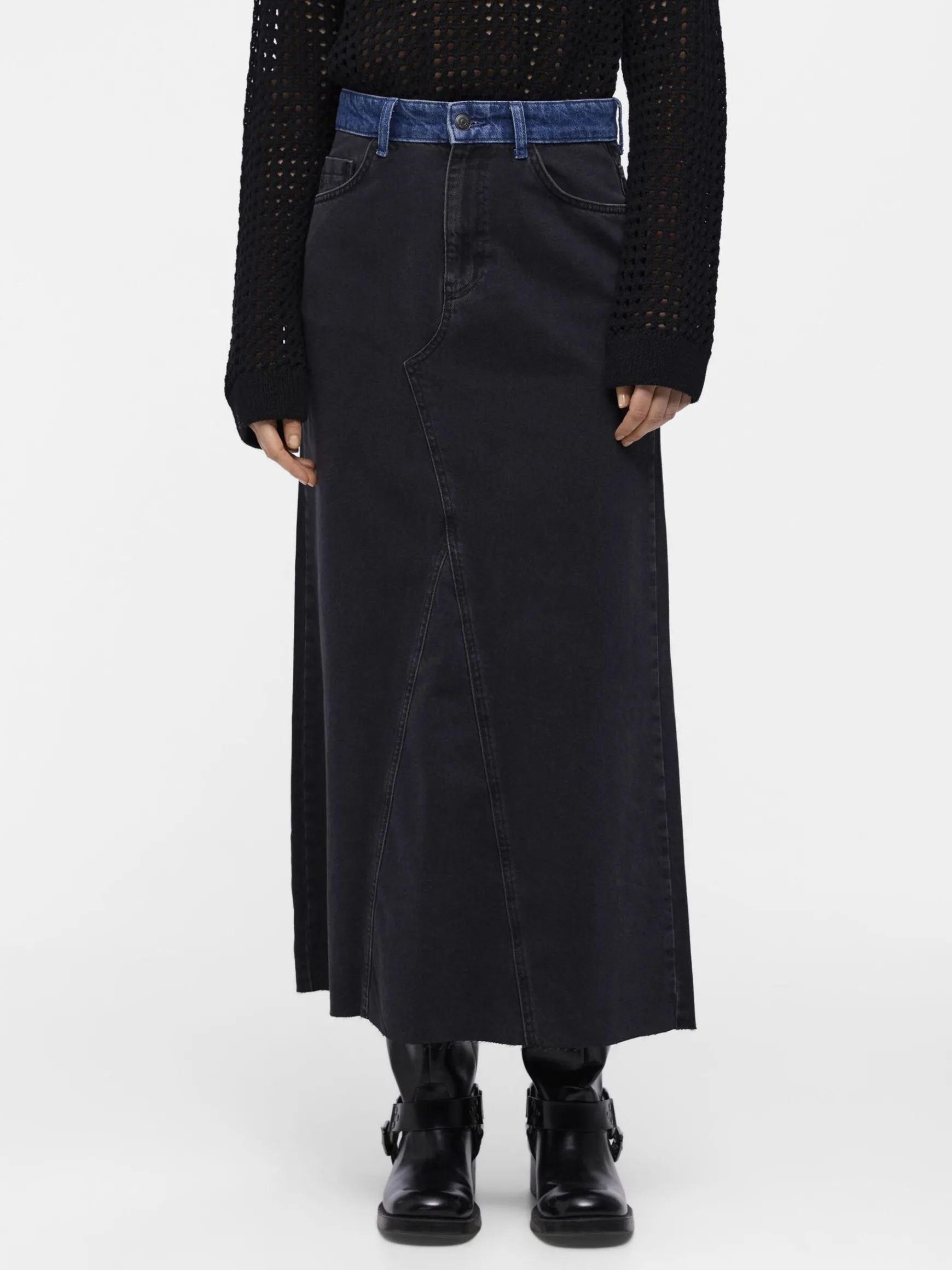 OBJECT Kjolar*OBJHARLOW MAXI JEANSKJOL Black Denim