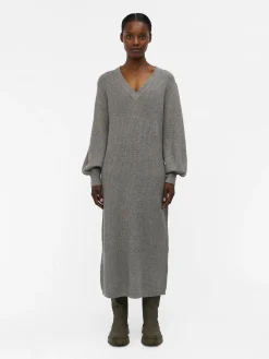 OBJECT Klänningar*OBJMALENA STICKAD KLÄNNING Medium Grey Melange
