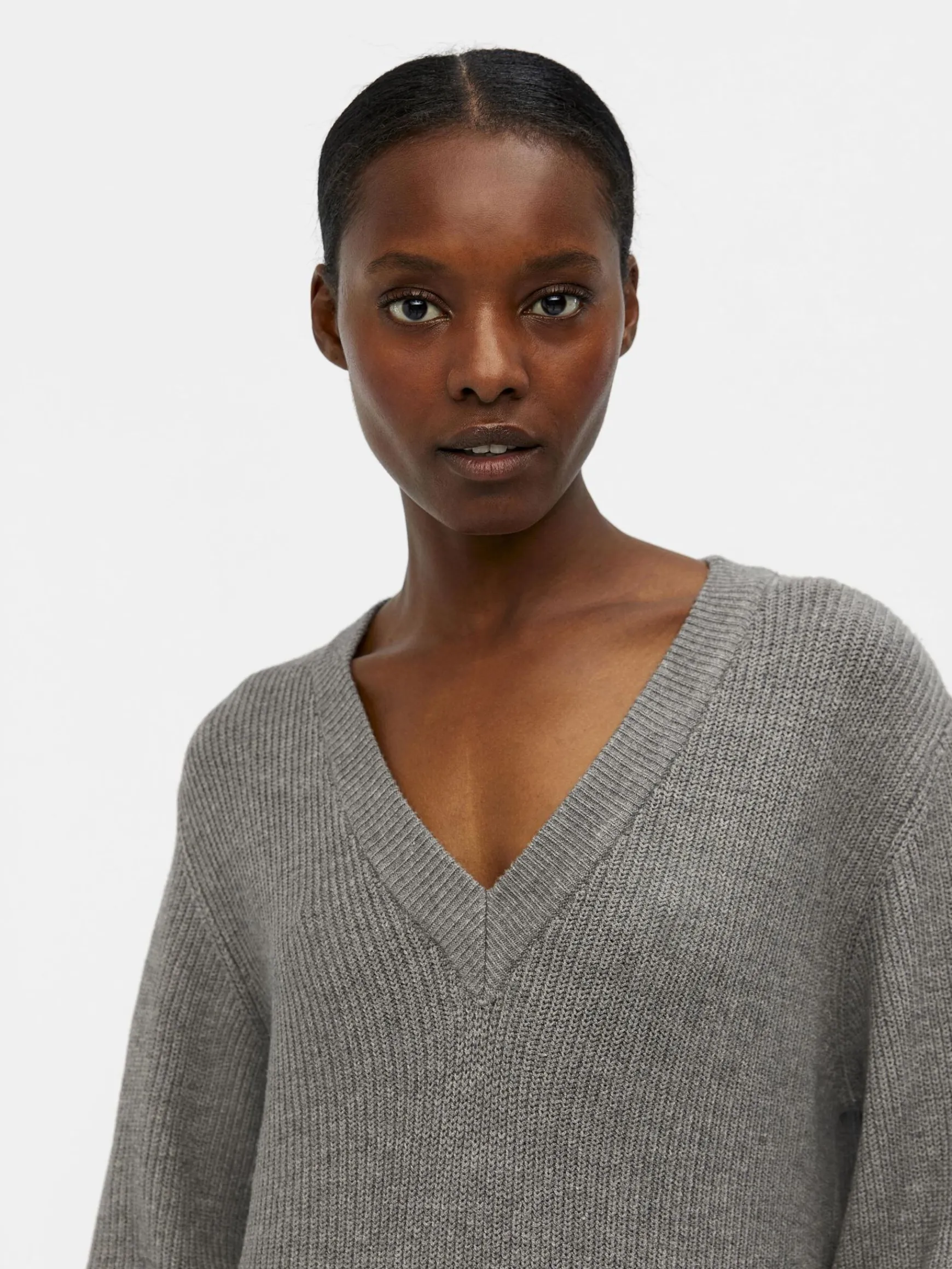 OBJECT Klänningar*OBJMALENA STICKAD KLÄNNING Medium Grey Melange