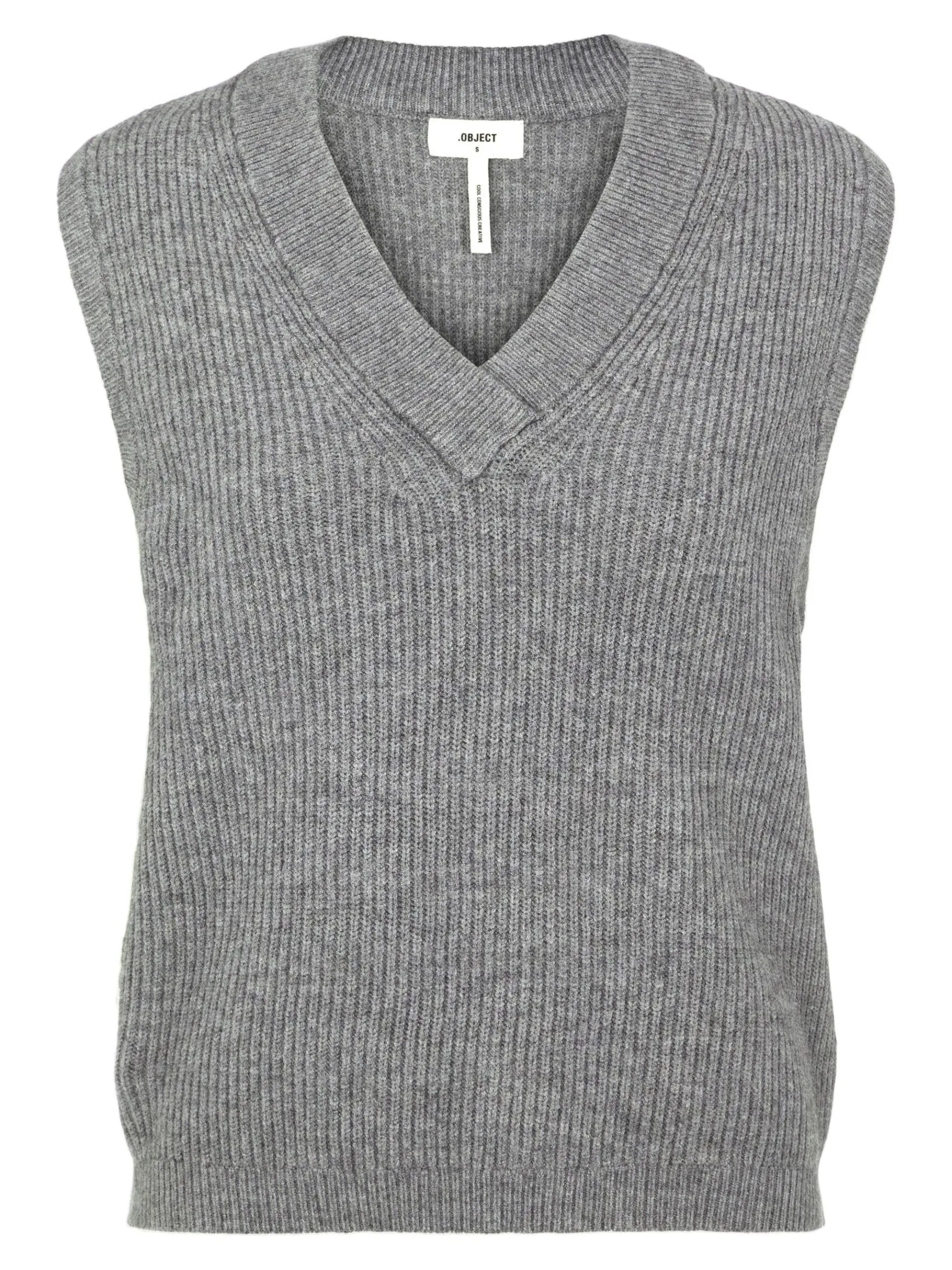 OBJECT Stickat*OBJMALENA STICKAD VÄST Medium Grey Melange