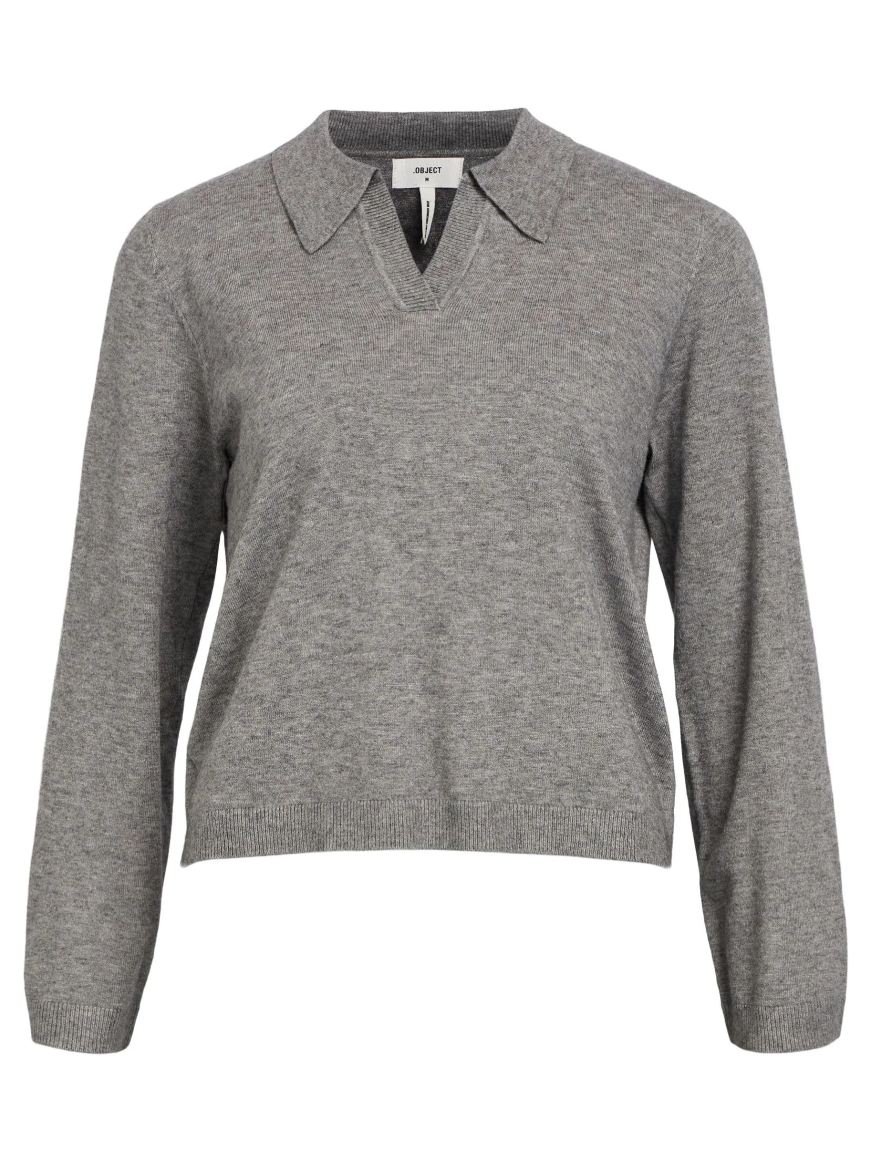 OBJECT Basic|Stickat*OBJTHESS PIKÉTRÖJA Medium Grey Melange