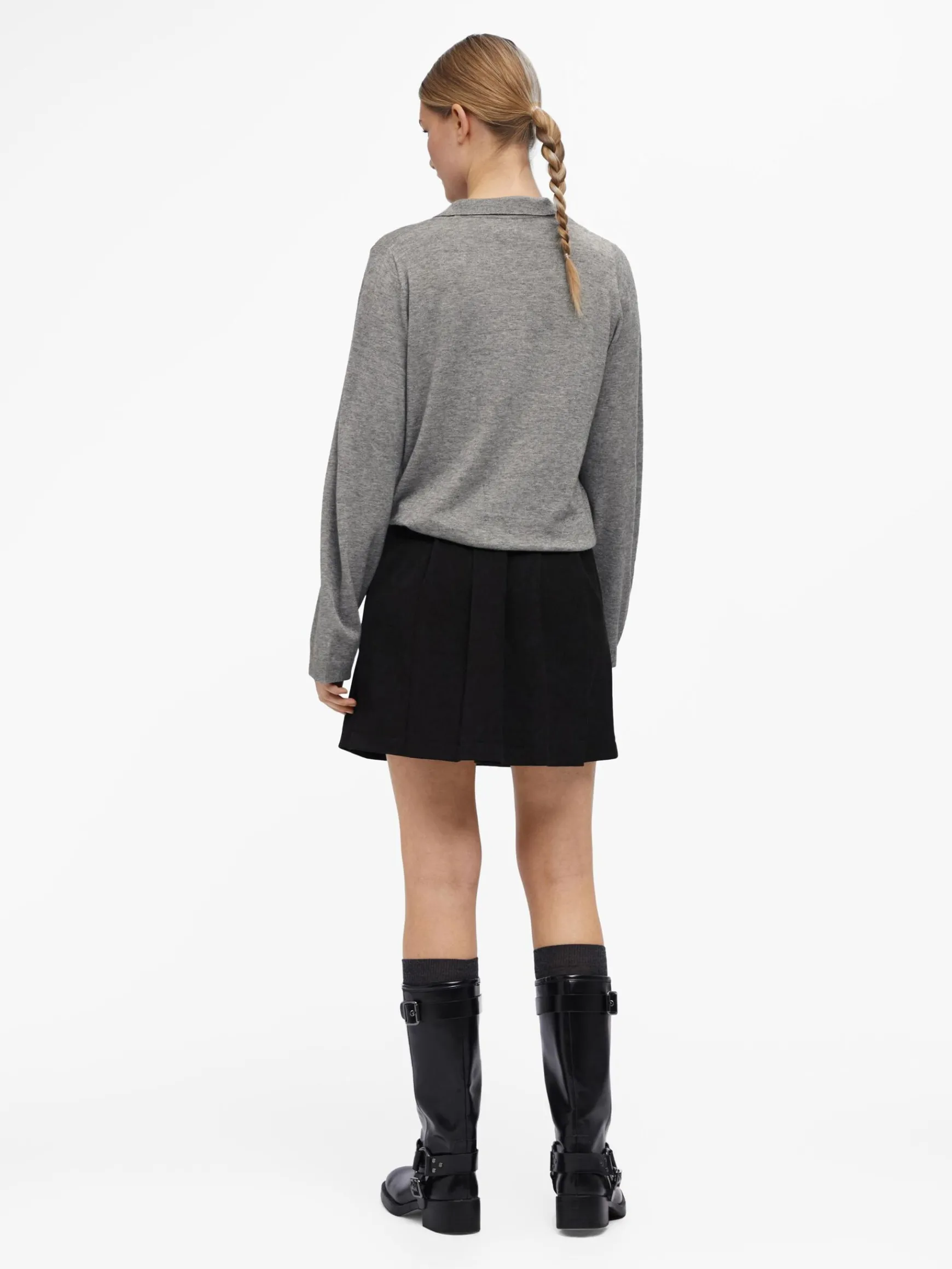 OBJECT Basic|Stickat*OBJTHESS PIKÉTRÖJA Medium Grey Melange