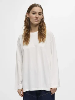 OBJECT Basic|Toppar*OVERSIZE LÅNGÄRMAD T-SHIRT Cloud Dancer