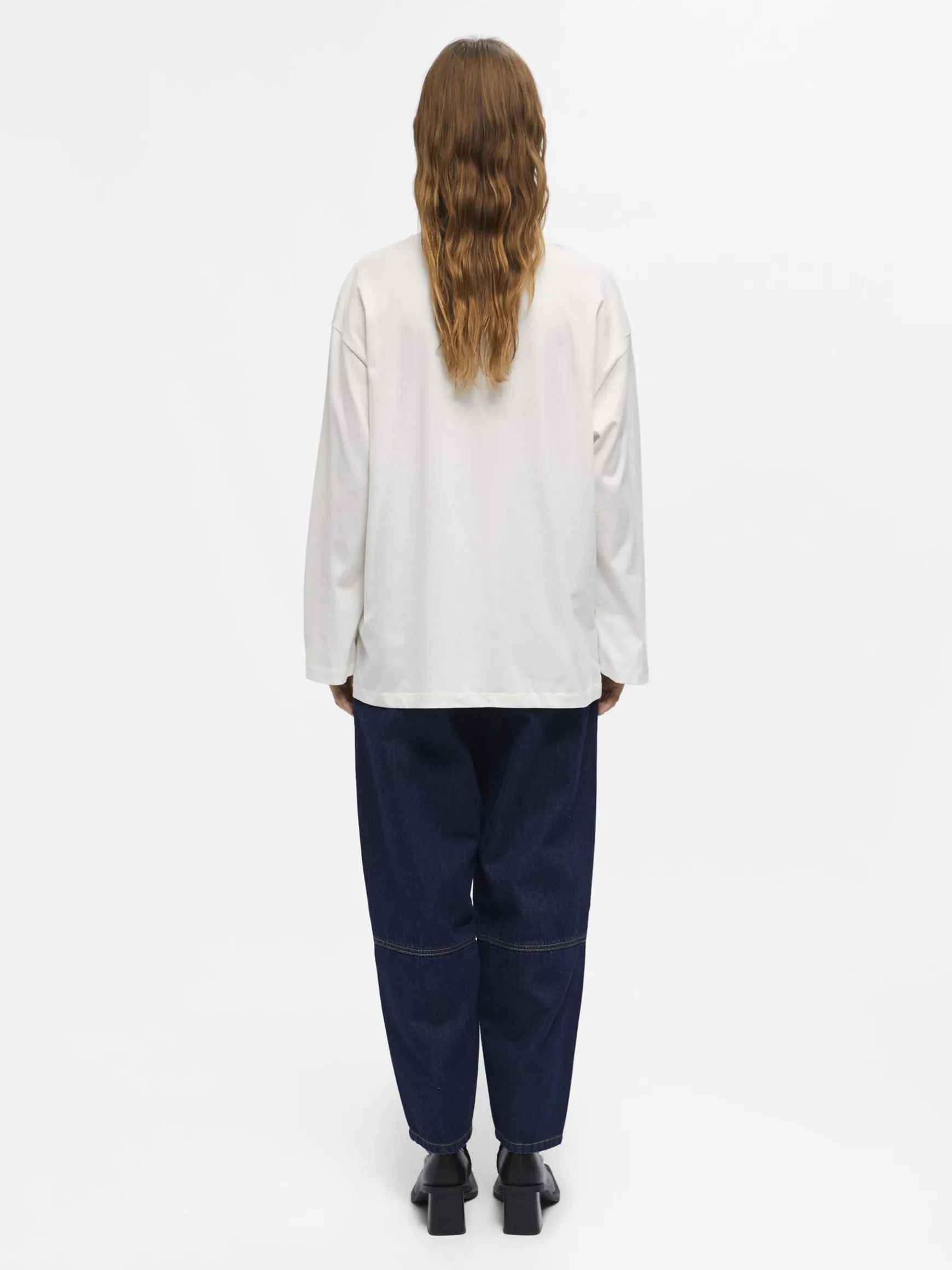 OBJECT Basic|Toppar*OVERSIZE LÅNGÄRMAD T-SHIRT Cloud Dancer