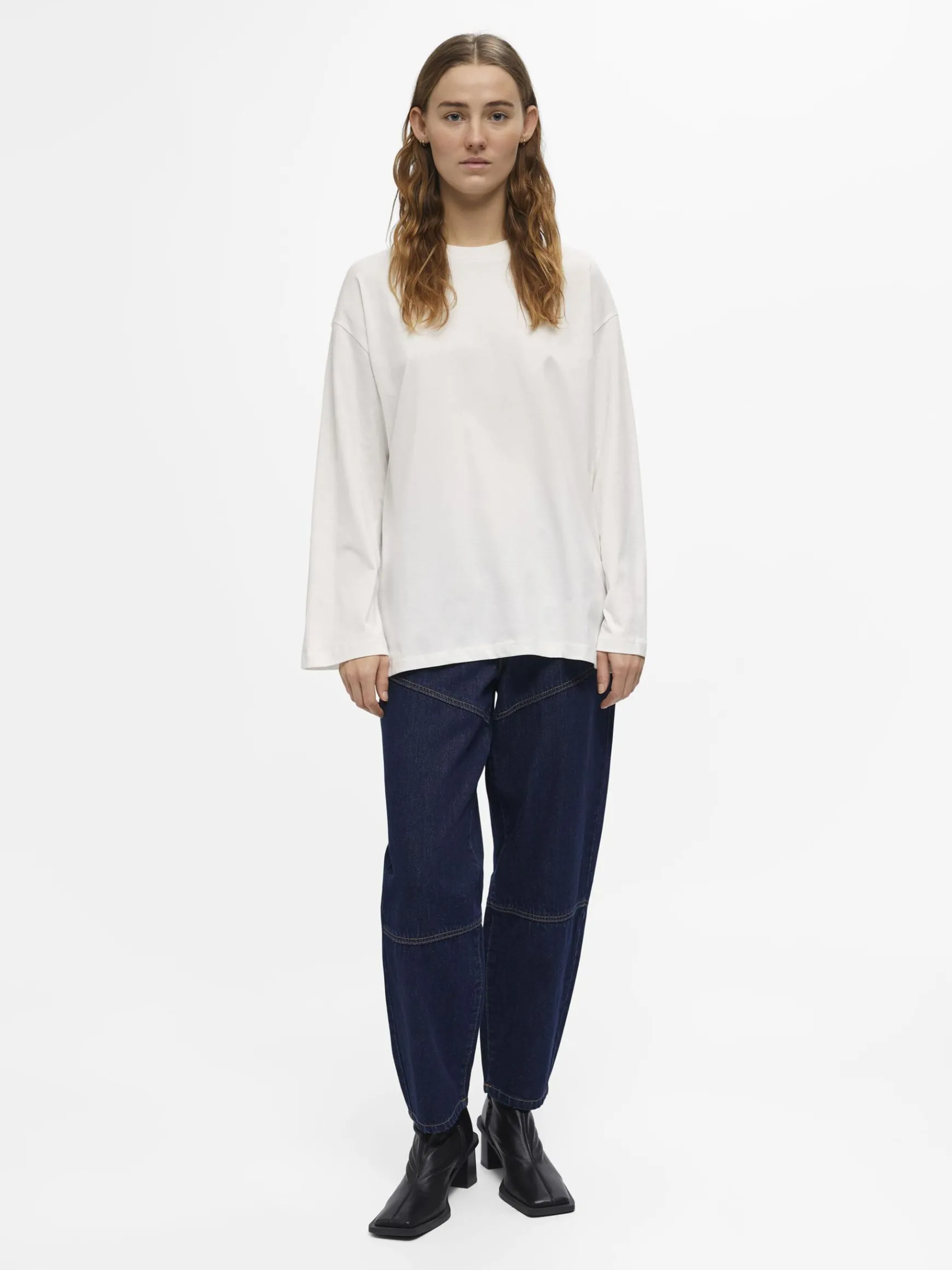 OBJECT Basic|Toppar*OVERSIZE LÅNGÄRMAD T-SHIRT Cloud Dancer