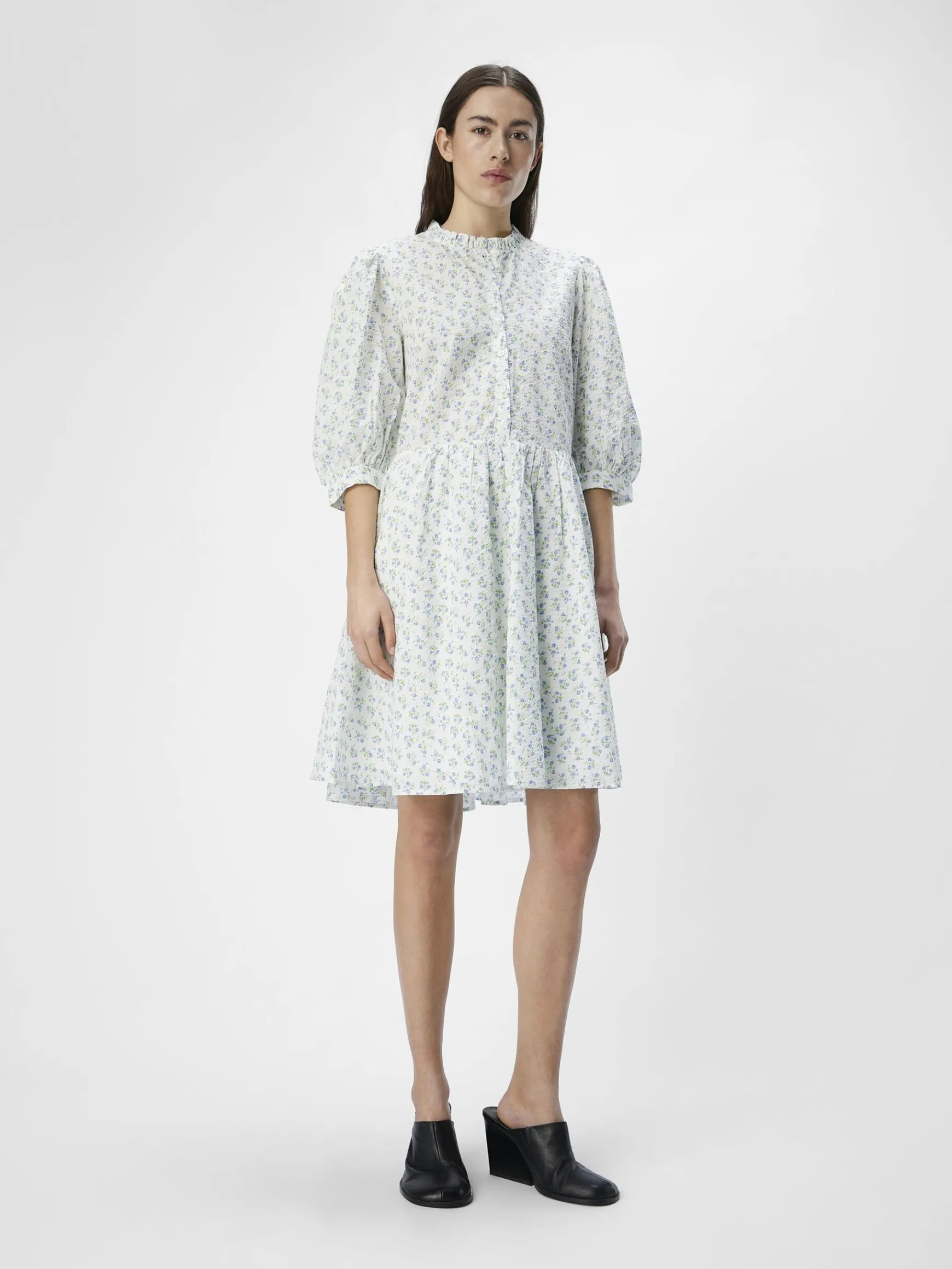 OBJECT Klänningar*PUFFÄRMAD KORT KLÄNNING Brunnera Blue