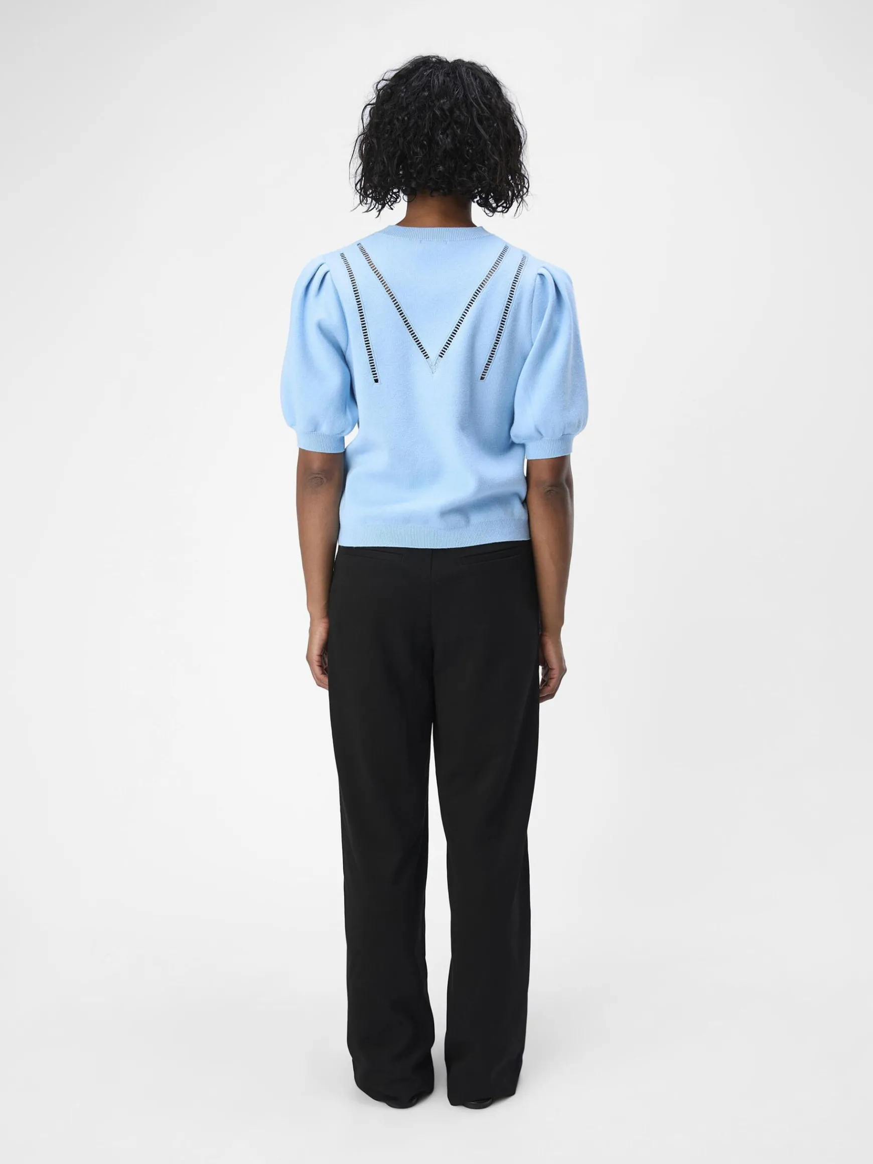 OBJECT Stickat*PUFFÄRMAD STICKAD TOPP Airy Blue