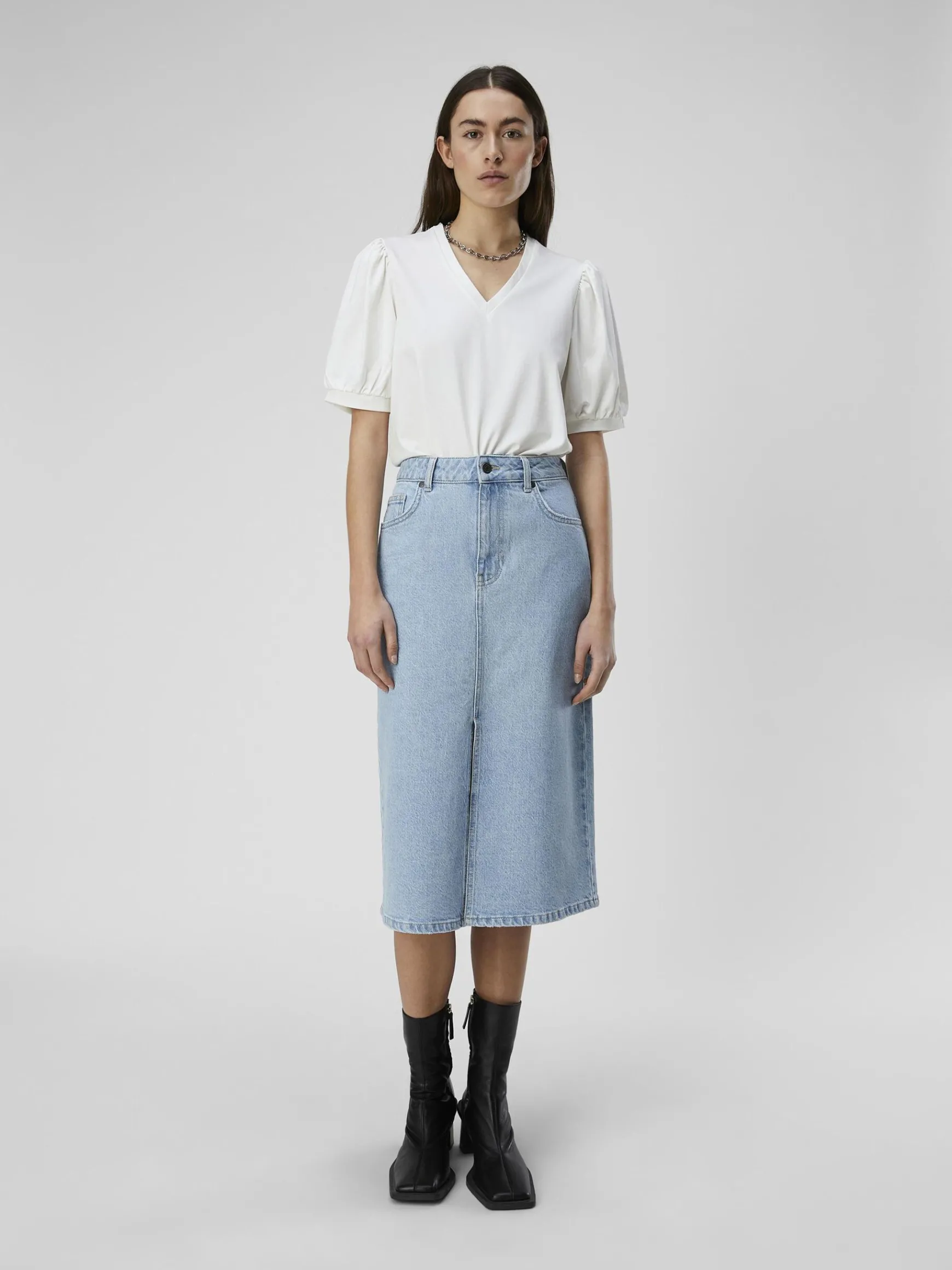 OBJECT Basic|Toppar*PUFFÄRMAD T-SHIRT Cloud Dancer