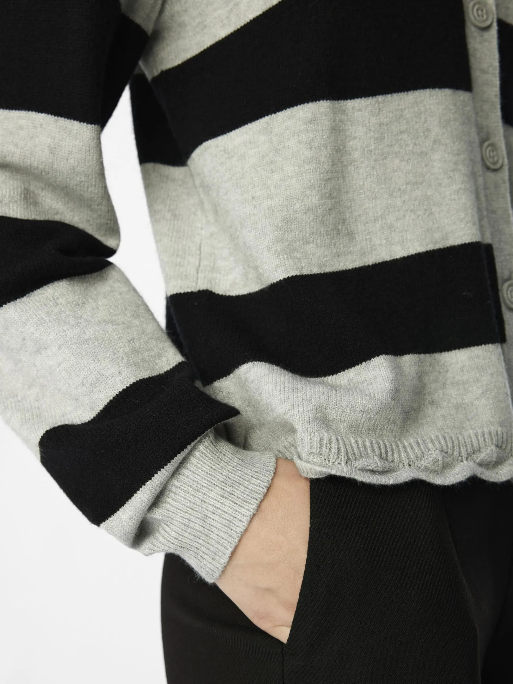 OBJECT Cardigans*RANDIG STICKAD KOFTA Light Grey Melange