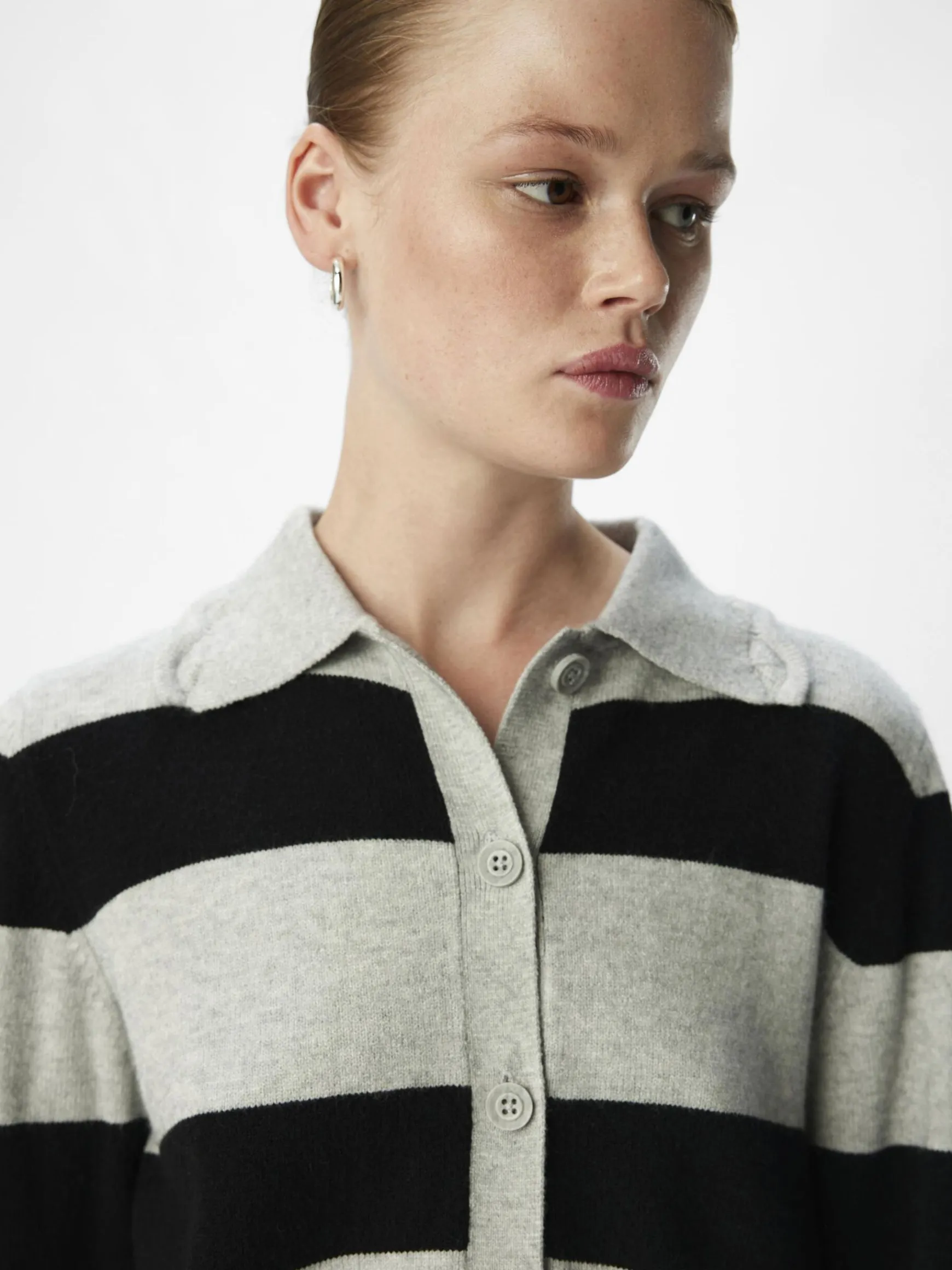 OBJECT Cardigans*RANDIG STICKAD KOFTA Light Grey Melange