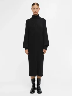 OBJECT Klänningar*RIBBAD STICKAD KLÄNNING Black