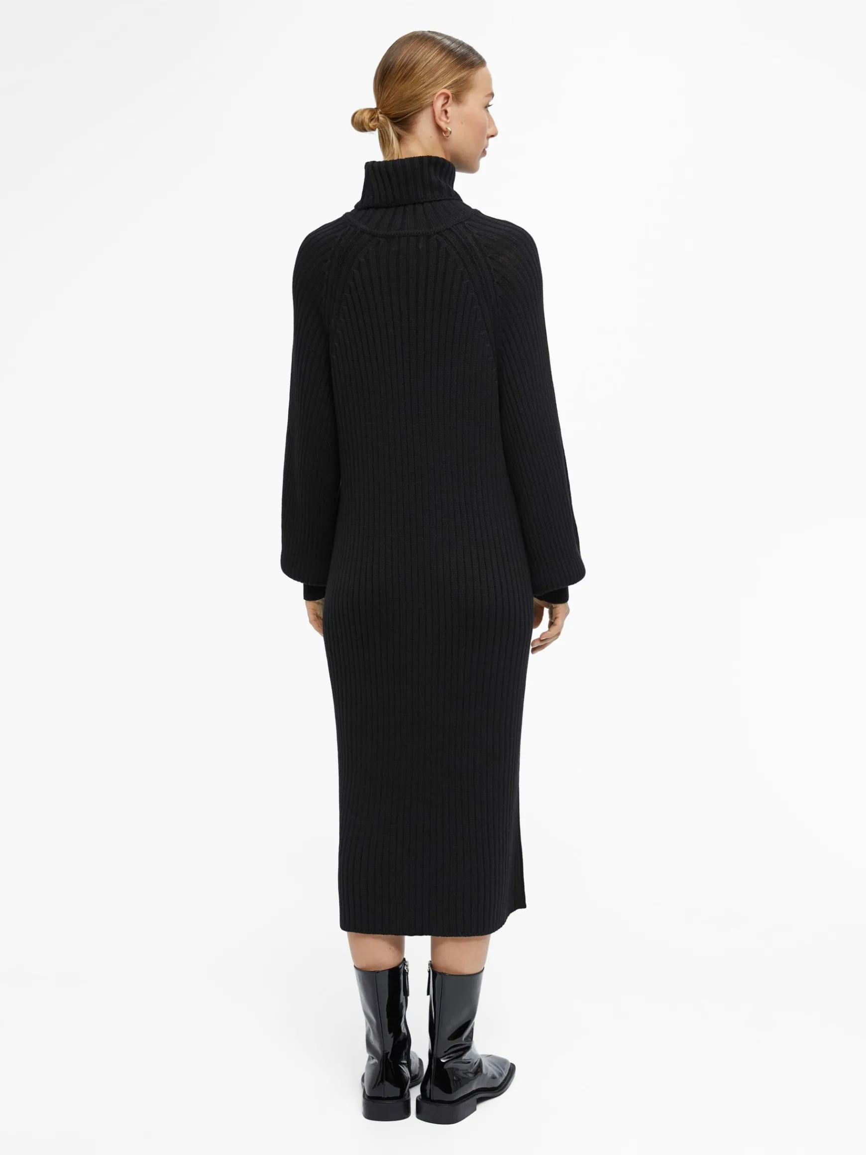 OBJECT Klänningar*RIBBAD STICKAD KLÄNNING Black