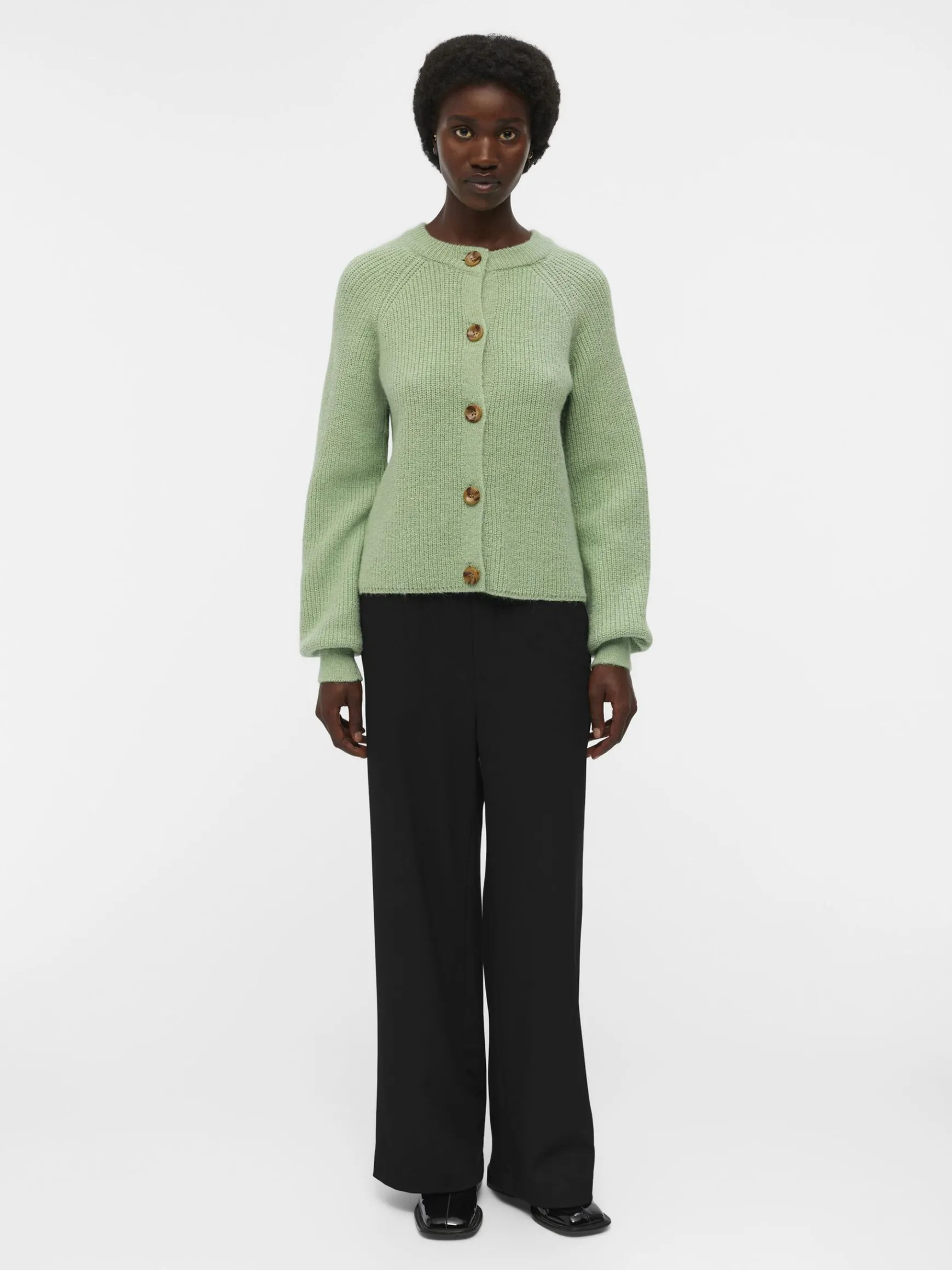 OBJECT Cardigans*RUNDRINGAD STICKAD KOFTA Fair Green