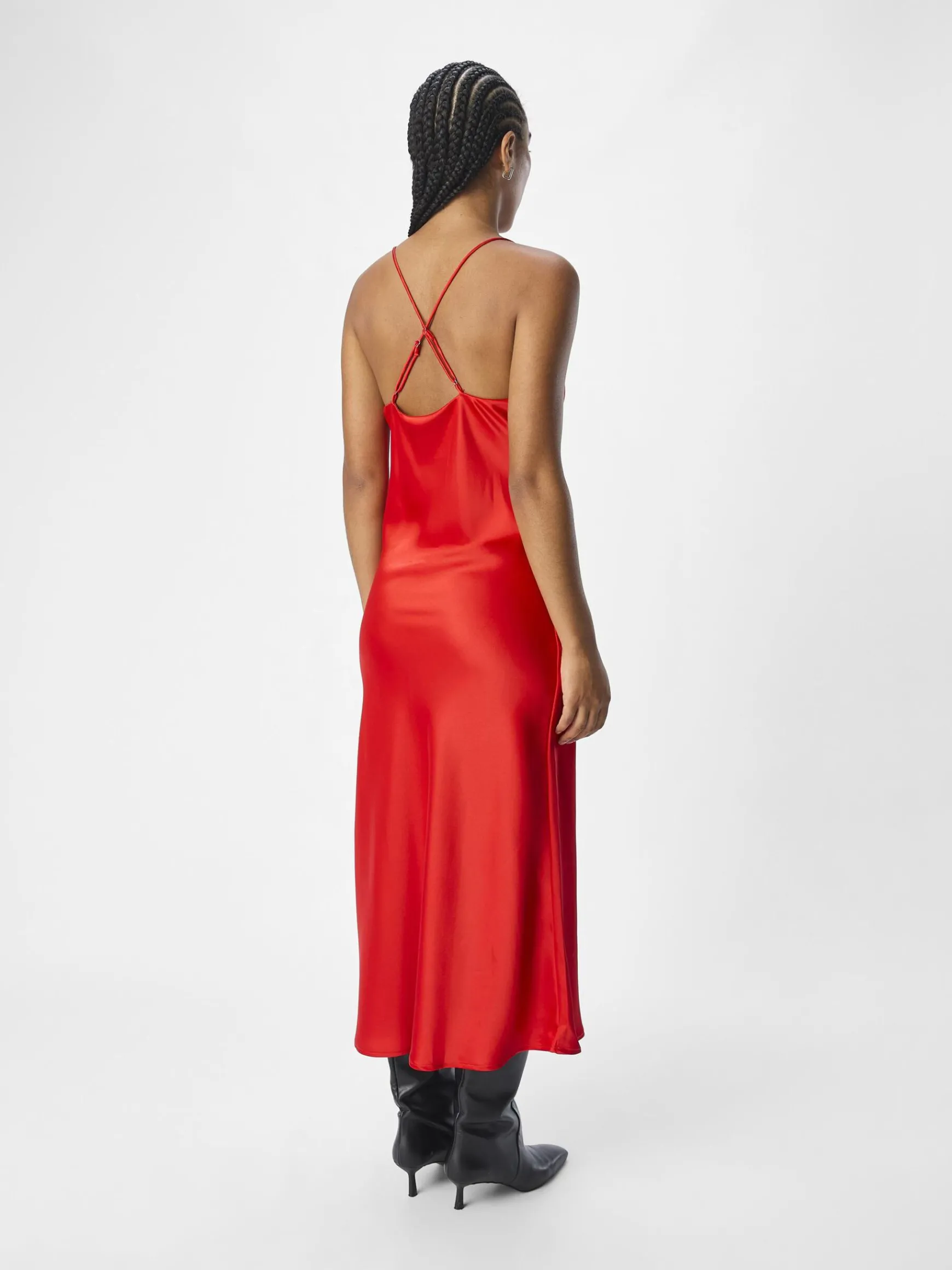 OBJECT Klänningar*SATIN MIDIKLÄNNING Flame Scarlet