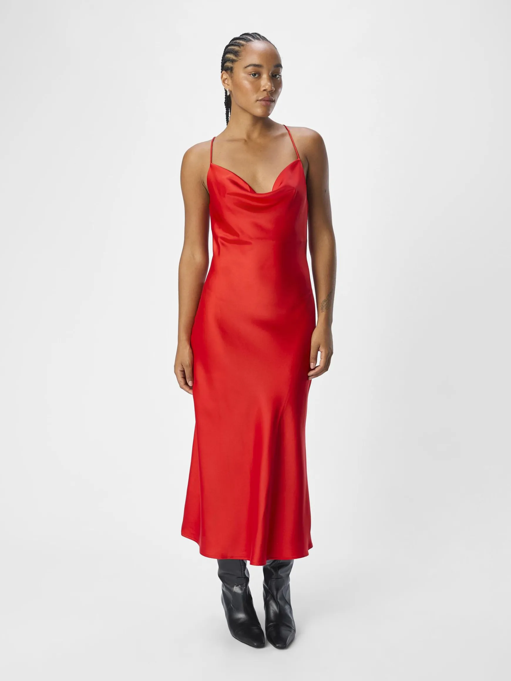 OBJECT Klänningar*SATIN MIDIKLÄNNING Flame Scarlet