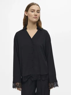 OBJECT Skjortor|Toppar*SPETSFÅLL SKJORTA Black