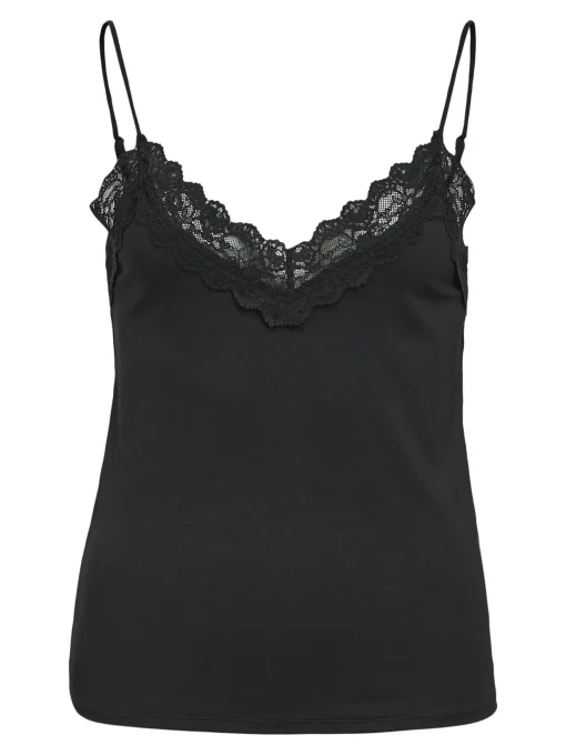 OBJECT Basic|Toppar*SPETSPRYDD ÄRMLÖS TOPP Black