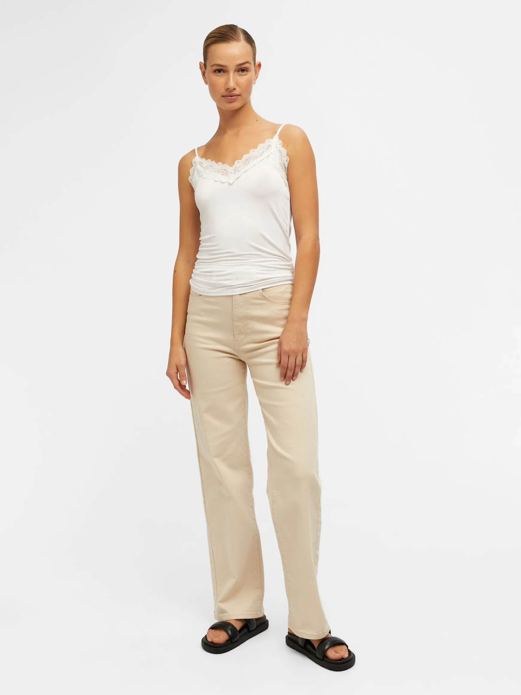 OBJECT Basic|Toppar*SPETSPRYDD ÄRMLÖS TOPP White