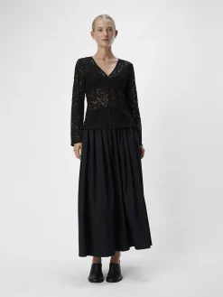 OBJECT Skjortor|Toppar*SPETSPRYDD TOPP Black