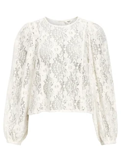 OBJECT Skjortor|Toppar*SPETSPRYDD TOPP White Sand