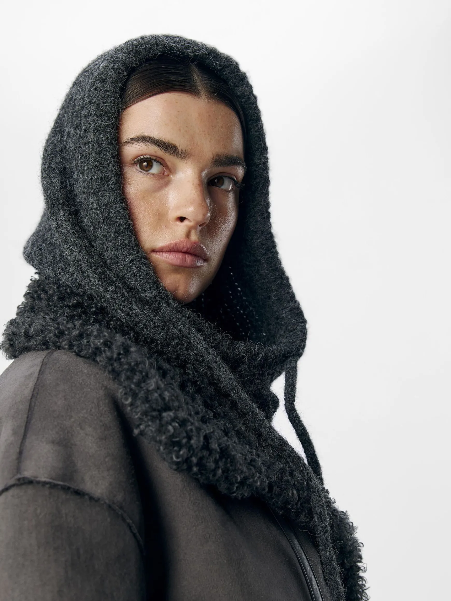 OBJECT Accessoarer*STICKAD BALACLAVA Dark Grey Melange