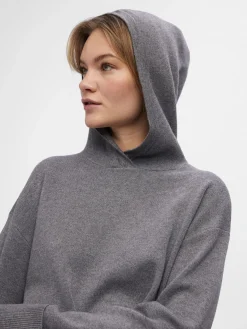 OBJECT Toppar|Stickat*STICKAD HOODIE Medium Grey Melange
