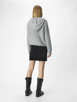 OBJECT Toppar|Stickat*STICKAD HOODIE Light Grey Melange